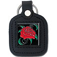 Sq. Leather Keychain -  Rose